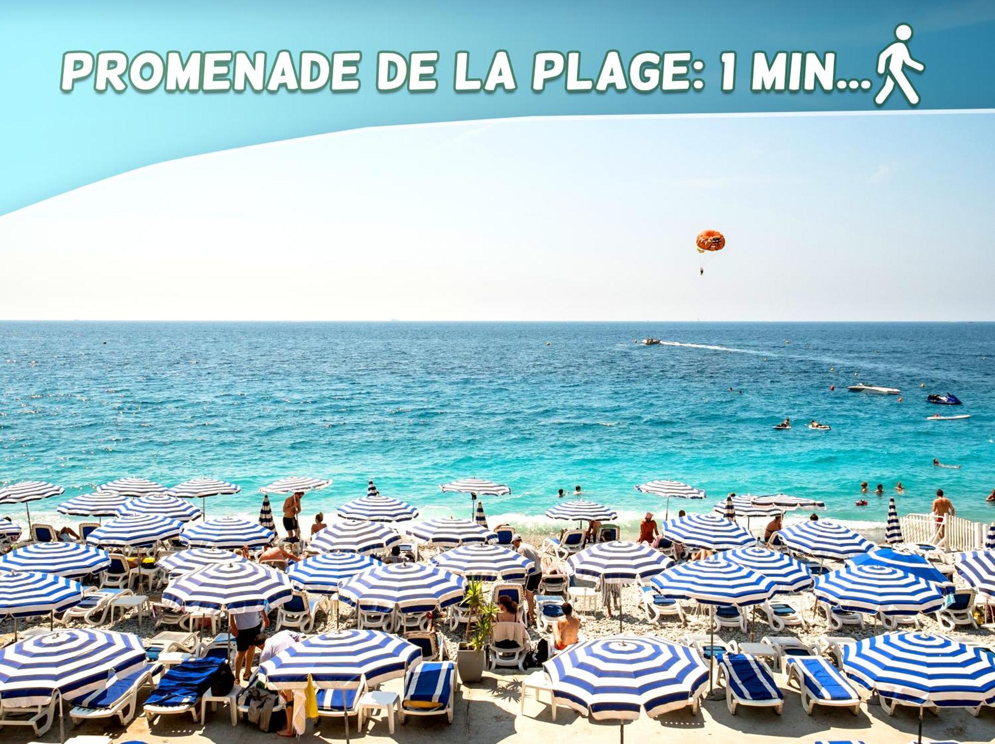 1 Min To The Beach Apartment - Kitchen - Tramway - Air Conditioner - Wifi - Promenade Des Anglais Nice Bagian luar foto